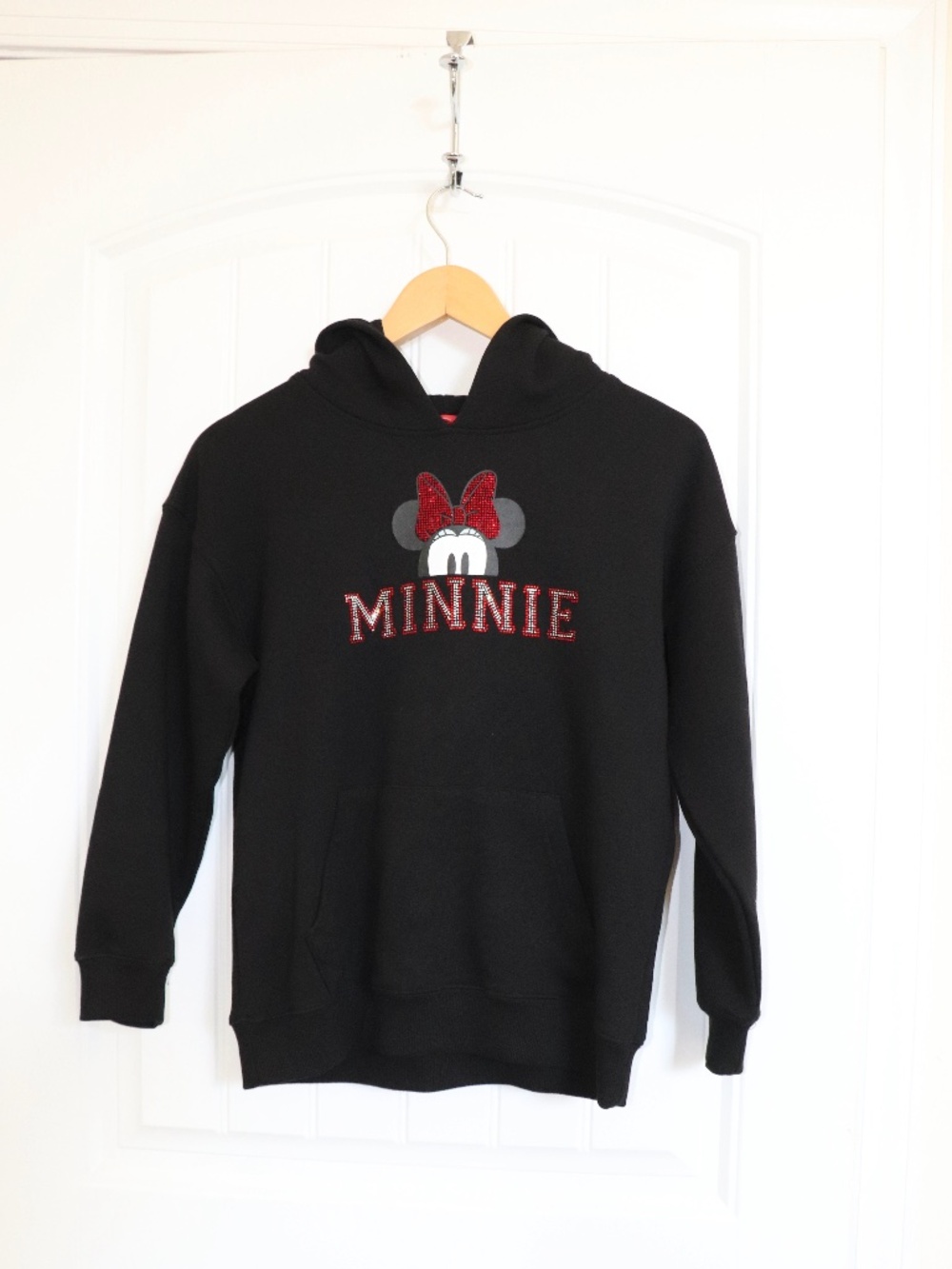Minnie Mouse Disney & Forever 21 Hooded Sweatshirt Red Rhinestone Kids 9/10 Warm